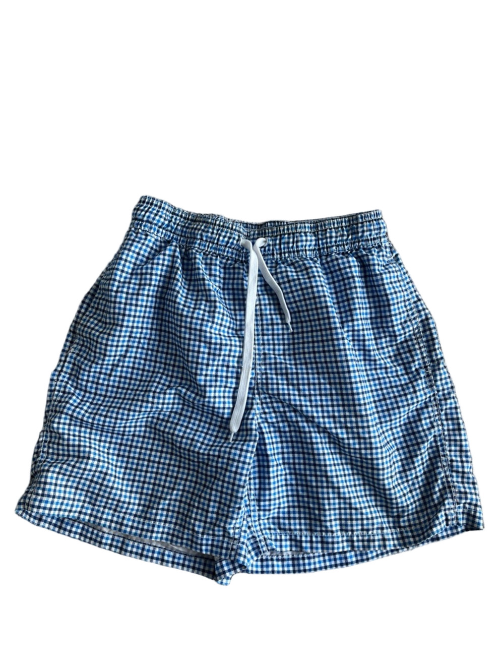 Kanu Surf Blue and White Gingham Swim Trunks